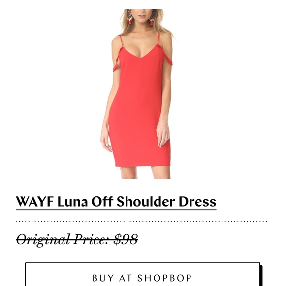WAYF Luna off Shoulder Dress- Red - Picture 7 of 7